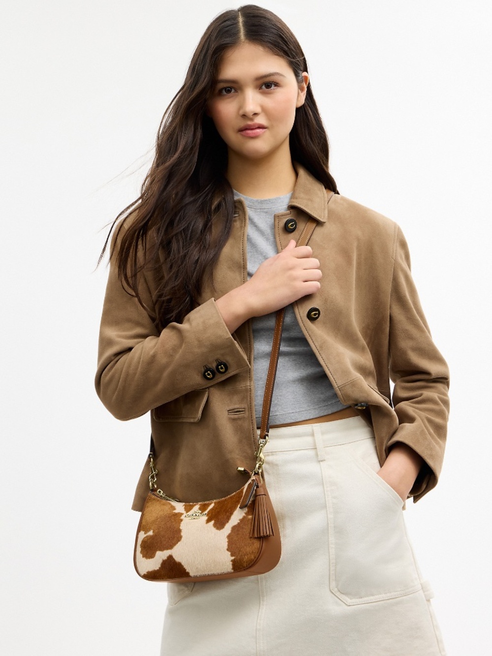 Coach Outlet Teri Shoulder Bag In Haircalf With Cow Print - Picture 2 of 3